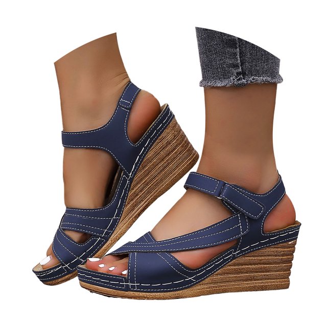 OJSFQUFP Platform Wedge Sandals Lightweight Summer Strap Casual Vacation Sandals Increase Height Retro Resort Shoes