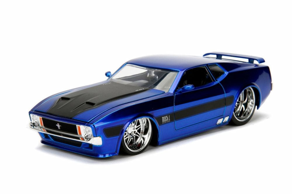 1973 Ford Mustang Mach 1 Hard Top, Blue with Black - Jada 99978DP1 - 1/24 scale Diecast Model