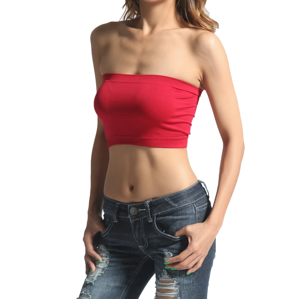 TheMogan Junior's Bralette Basic Seamless Bandeau Layering Strapless
