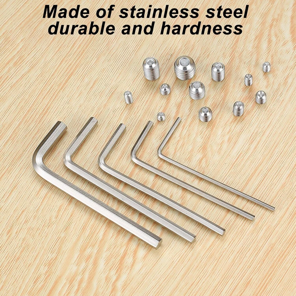 CIRCLE- 240 Pcs Set Screws Assortment Kit (M3, M4, M5, M6, M8) With Allen Keys