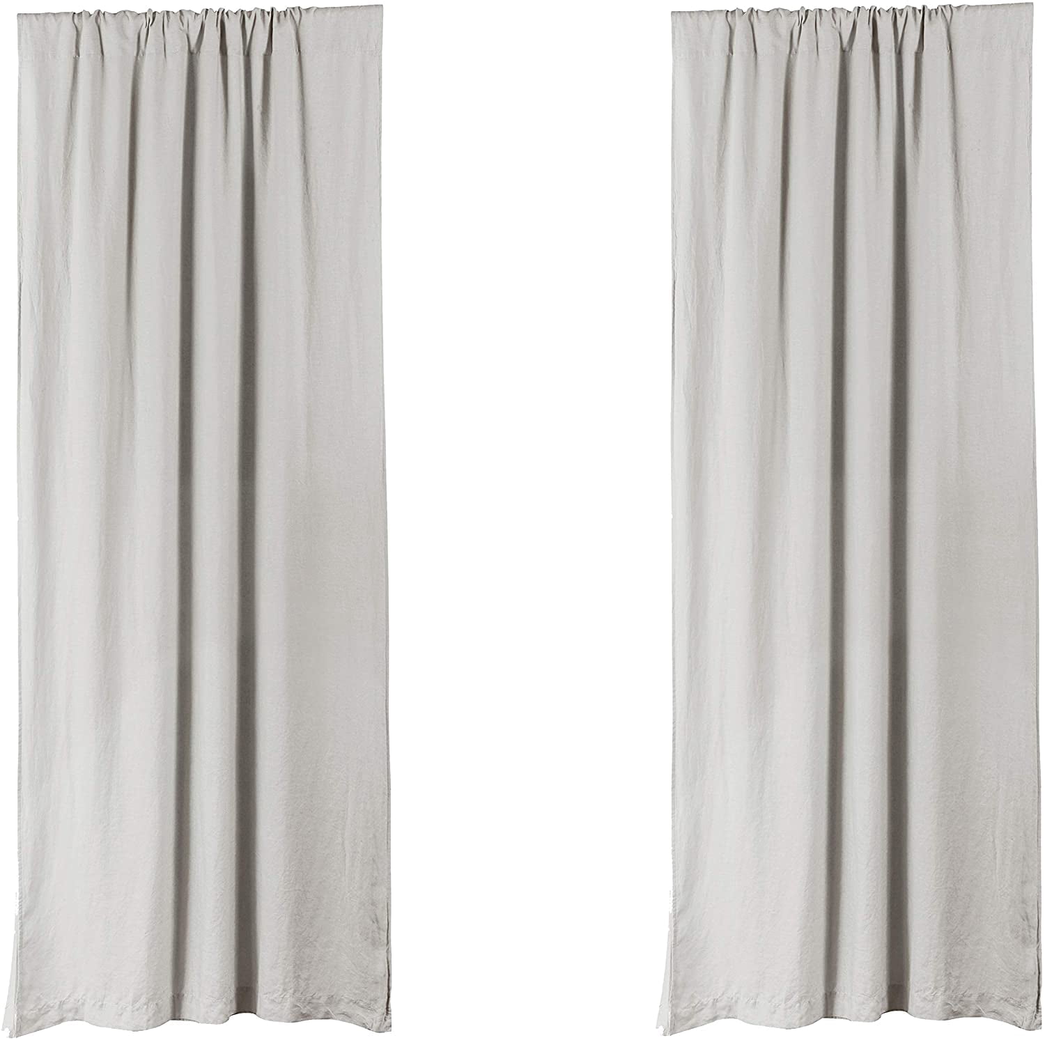 Levtex Home - 100% Linen - 84" Curtain (Set of 2) - Washed Linen - Light Grey - Drape Size (50 x 84in.)