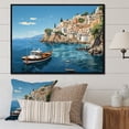 thumbnail image 2 of Designart "Capri, Italy Mediterranean Blue Village III" Extra Large Landscapes Framed Wall Art - Global Blue Landscape Italy Entryway Framed Wall Art, 2 of 7