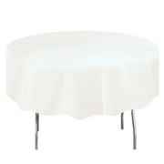 Round 84" White Plastic Table Cover, by Way To Celebrate