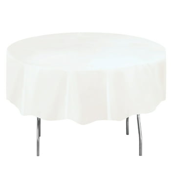 Way to Celebrate! Round White Plastic Tablecloth, 84in