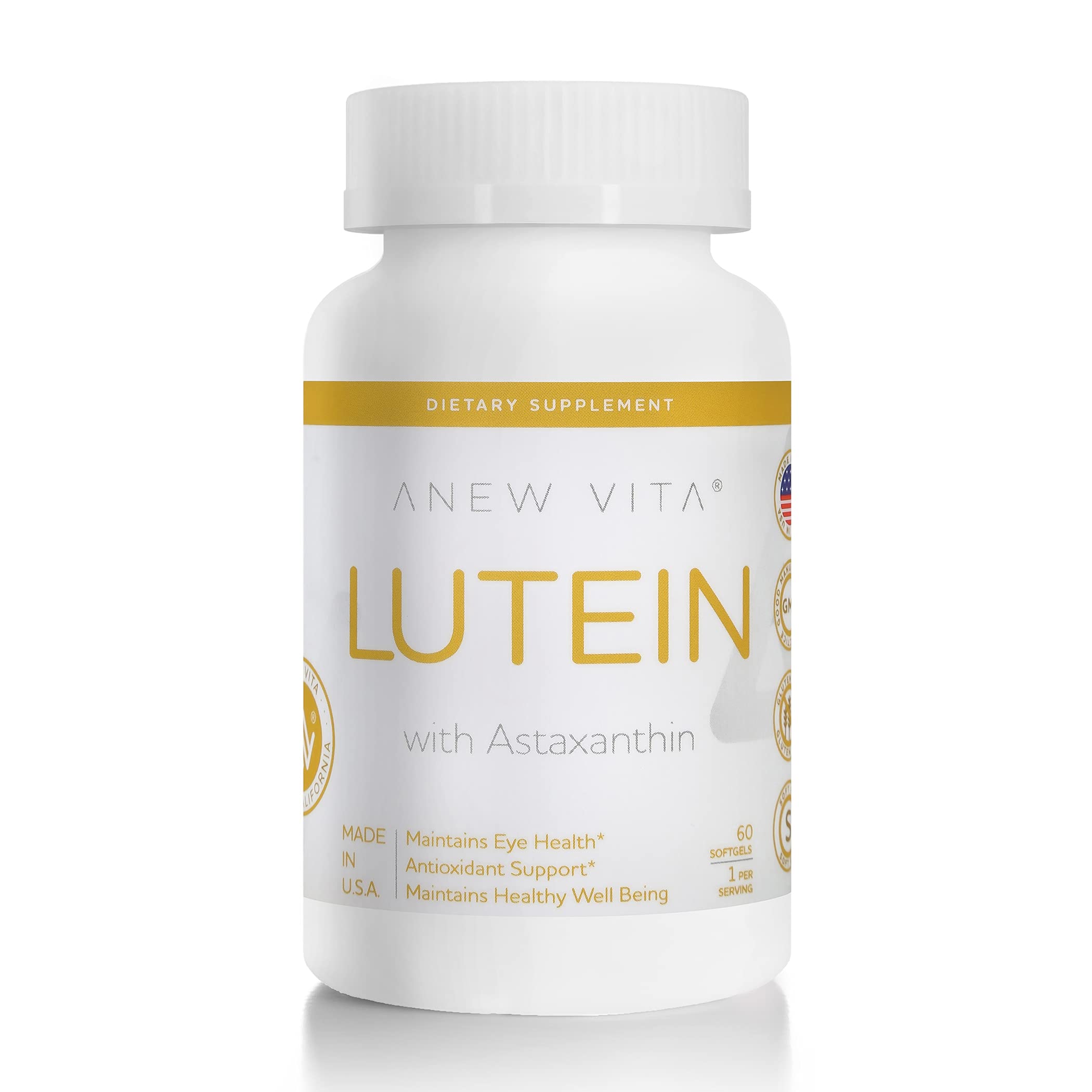 Anew Vita Lutein Supplement with Astaxanthin, Vitamin A, D, & E