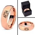 thumbnail image 4 of Tungsten Indian Lotus Nelumbo Nucifera Sacred Flower Band Ring 7mm Men Women Comfort Fit 18k Rose Gold Dome Polished, 4 of 4