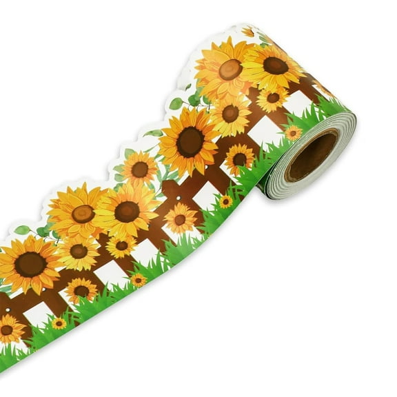 COOLHOOD 10m Sunflowers Border Trim Bulletin Board Borders Decorative Sticker Bulletin Border Trim for Classroom Decorations