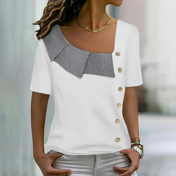 Soki Summer Tops for Women Clearance V-Neck Casaul Tops T-shirt
