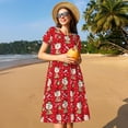 thumbnail image 4 of Disketp cute Christmas Moose para Vestido de Manga Corta para Mujeres, Vestidos de Verano para Mujeres, Casual y Holgado para la Playa, 4 of 6