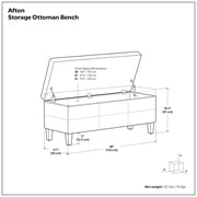 Afton 48 WD Rectangle Storage Ottoman Bench in Midnight Black Vegan Leather