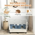 thumbnail image 6 of PawHut Small Animal Cage, Rolling Guinea Pig Cage with Water Bottle, Hay Feeder, Food Dish, Ramp, for Rabbits, Hedgehogs, 35" x 35" x 25", White, 6 of 9