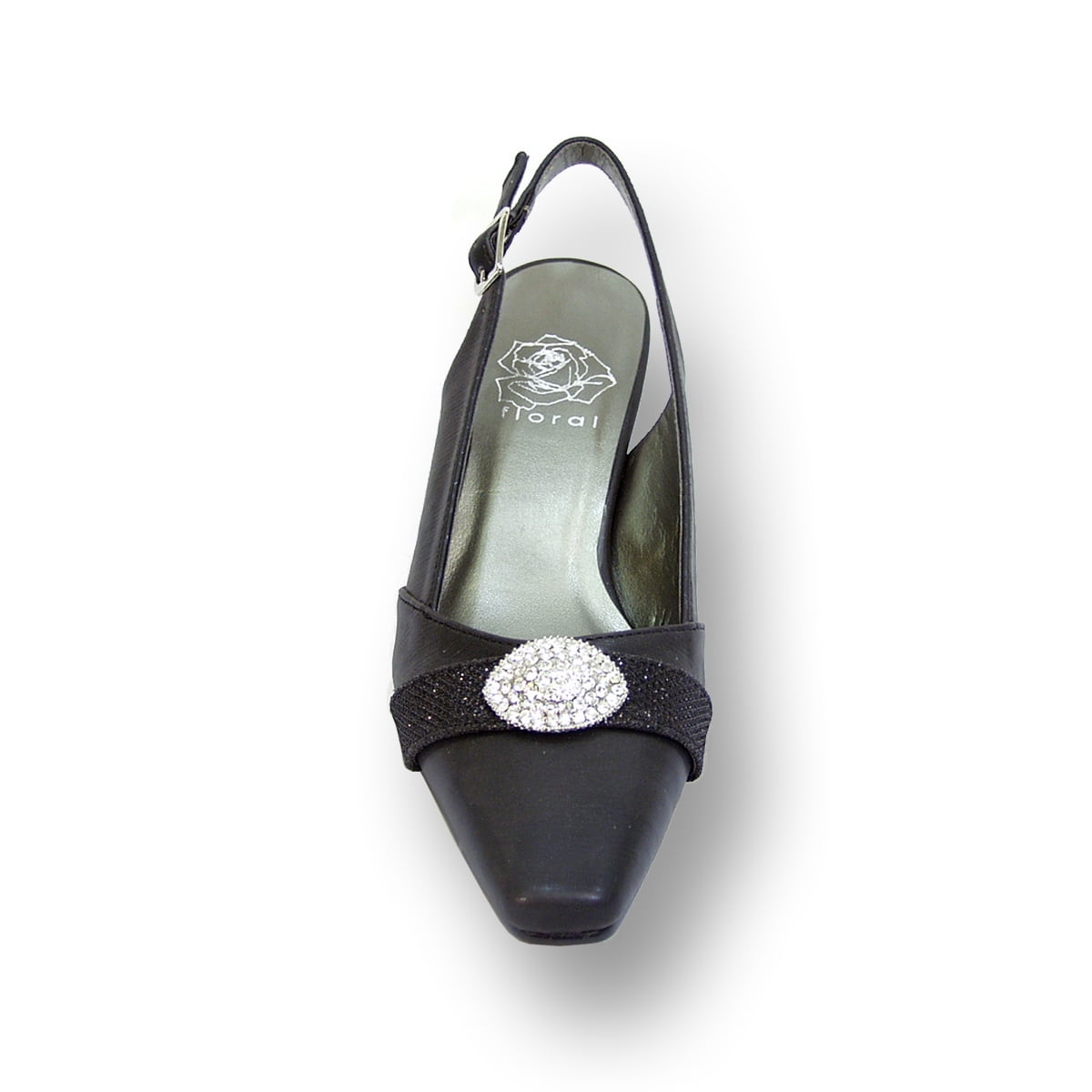 FLORAL Eva Women's Wide Width Evening Dress Shoe for Wedding, Prom, Dinner BLACK 7.5