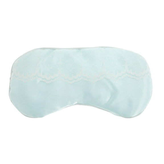 Unique Bargains 1 Pc Durable Lace Eye Mask for Home Blue Faux Silk