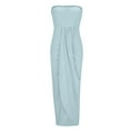 thumbnail image 6 of Htigea Women's Strapless Bodycon Dresses Split Irregular Hem Beach Long Dress Summer Sleeveless Bikini Cover Ups Light Blue,XL, 6 of 7