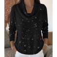 thumbnail image 6 of Women Knit Winter Clothes Casual Loose Sweaters Fall Fashion Cowl Neck Long Sleeve Trendy Pullover Black Sequins XL, 6 of 7
