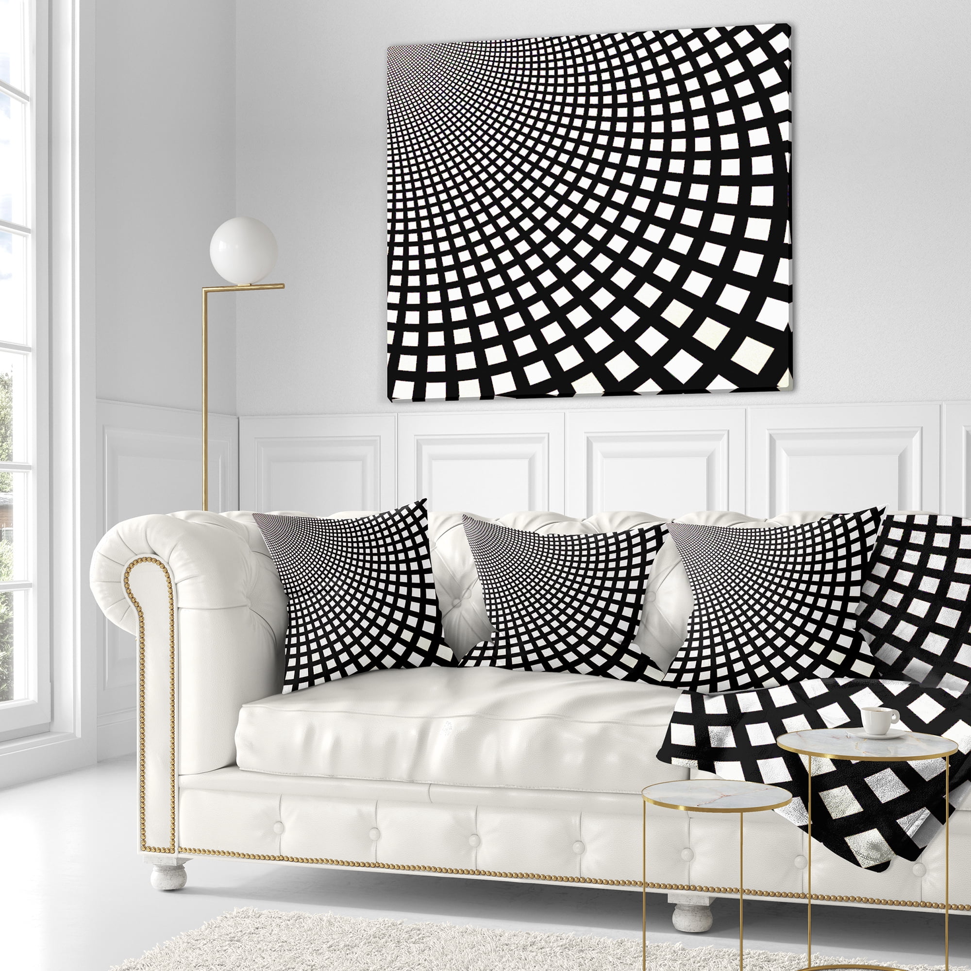 Designart Fractal Square Pixel Mosaic Illustration - Abstract Throw Pillow - 16x16