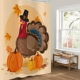 thumbnail image 2 of Thanksgiving Shower Curtain, Fall Harvest Pumpkin Bath Curtain Maple Leaves Turkey Bathroom Curtain Waterproof Fabric Machine Washable with 12 Hooks, 2 of 6