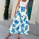thumbnail image 4 of Gibobby faldas para niña con estampado Floral bohemio de cintura alta para mujer de verano, faldas largas informales con columpio fluido para la playa(Azul, XXL), 4 of 5