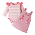 thumbnail image 3 of XIYON Girls Clothing Set Infant Girl Corduroy Pinafore Dress Long Sleeve Bodysuit Bandana Three Piece Outfit For Baby Toddler 9-12 Months, 3 of 9