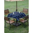 thumbnail image 3 of Outdoor Tablecloth with Umbrella Hole and Zipper, Christmas Square Table Cloth 60x60 Inch Waterproof Tablecloth, Snowflakes Xmas Blue Winter Minimalist Picnic Table Cover for Patio Camping, 3 of 7