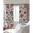 thumbnail image 3 of Boho Flowers Blackout Curtains 63 Inches Long for Bedroom, Watercolor Red Orange Floral Branch Leaf Thermal Insulated Room Darkening Black Out Window Curtain Panels Grommet Drapes for Living Room, 3 of 8