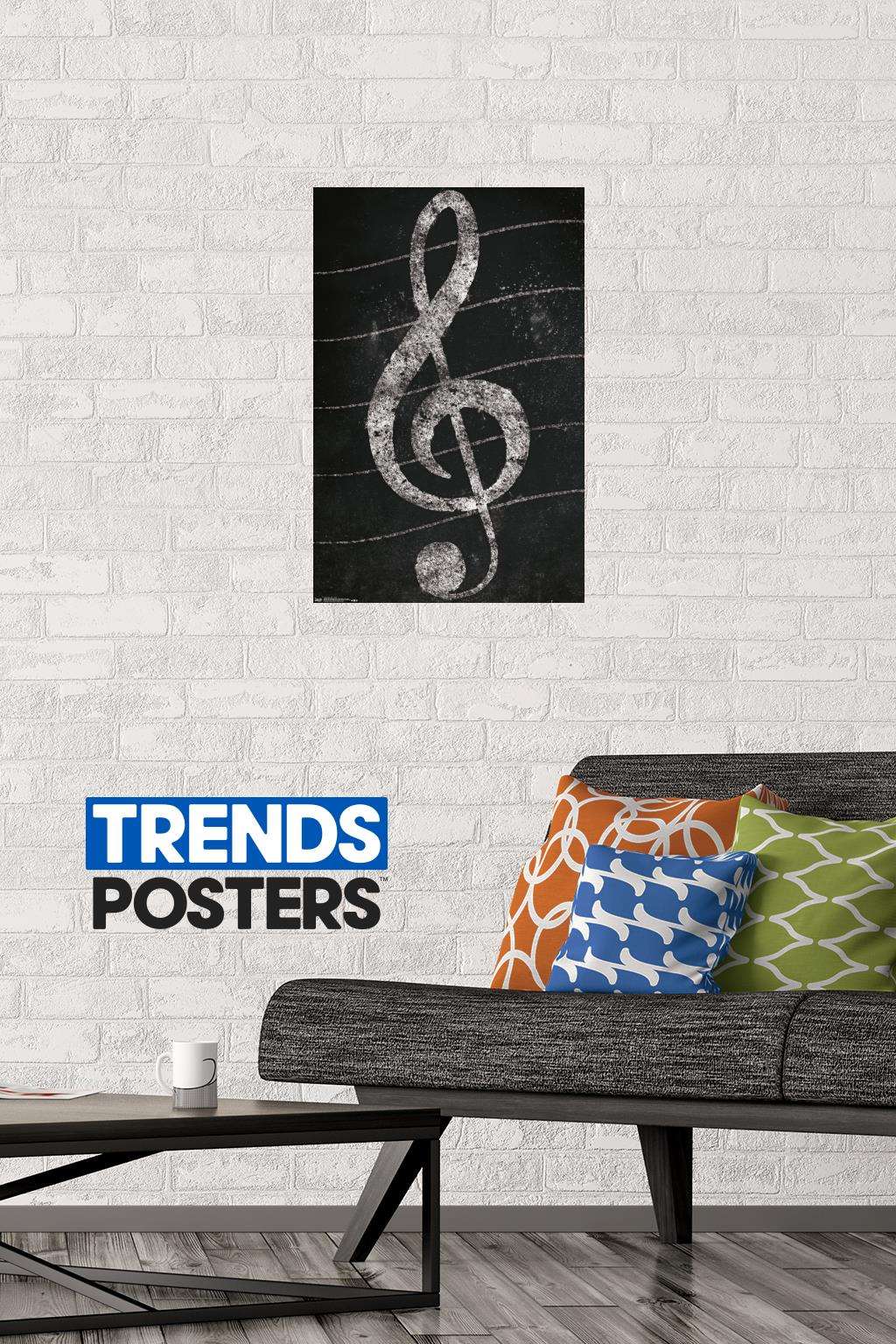 Treble Clef - Chalk Wall Poster, 14.725" x 22.375"