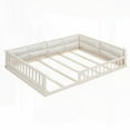thumbnail image 5 of Full Size Wood Platform Bed with Guardrail and Pillow, Beige, 5 of 14
