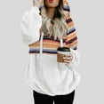 thumbnail image 2 of Sherpa Fleece Oversized Hoodies for Women Winter Warm Plaid Patchwork Drawstring Pocket Hooded Sweater Sweatshirts (Medium, Multicolor), 2 of 6