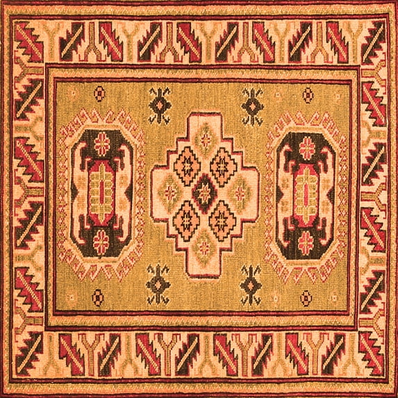 Ahgly Company Indoor Square Geometric Orange Traditional Area Rugs, 8' Square
