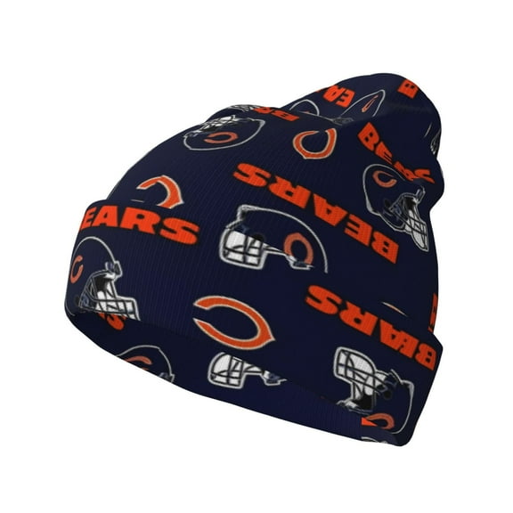 Chicago Football Team Print Knitted Hat Soft Stretch Winter Cuff Beanie City Classic Hat for Men Women Game Fans Gifts