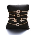 thumbnail image 4 of Pulseras para mujer, regalos para mujer, 5 piezas, pulsera de cadena geométrica abierta con nudo de diamante, joyería para San Valentín, cumpleaños, mujeres y niñas (oro), pulsera y collar., 4 of 4