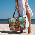 thumbnail image 6 of Daiia Meditating French Bulldog Beach Travel Bag - Water-Resistant Beach Bag, Lightweight Tote with 7 Pockets for Women and Men - Gym,Pool,Camping,Reusable Grocery Bag, 6 of 7