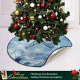 thumbnail image 6 of GZHJMY Snowflakes Flowers Blue Christmas Tree Mat, Round Christmas Tree Stand Mat Decoration for Holiday Party Home Christmas Day Ornaments Floor Door, 28.3", 6 of 6