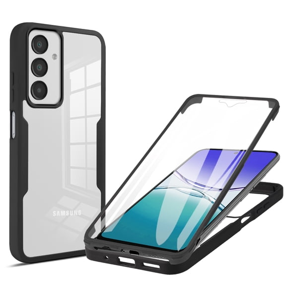 Full Body Protection Transparent Case for Samsung Galaxy S26 ,Dteck Shockproof TPU Case Built-in Screen Protector Slim Clear Back Cover for Galaxy S26 Plus,Black