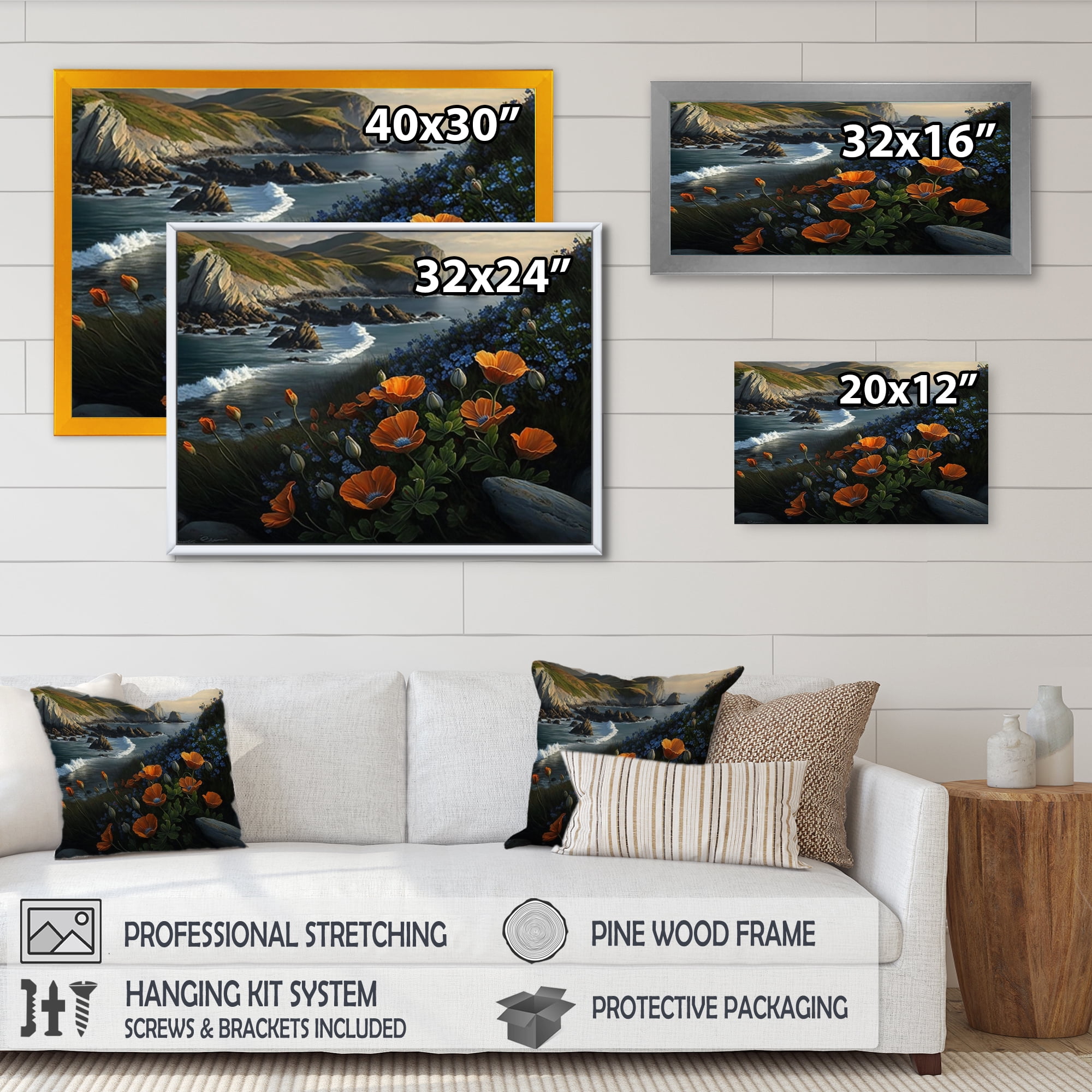 Designart Flowers By The Coast III Canvas Wall Art