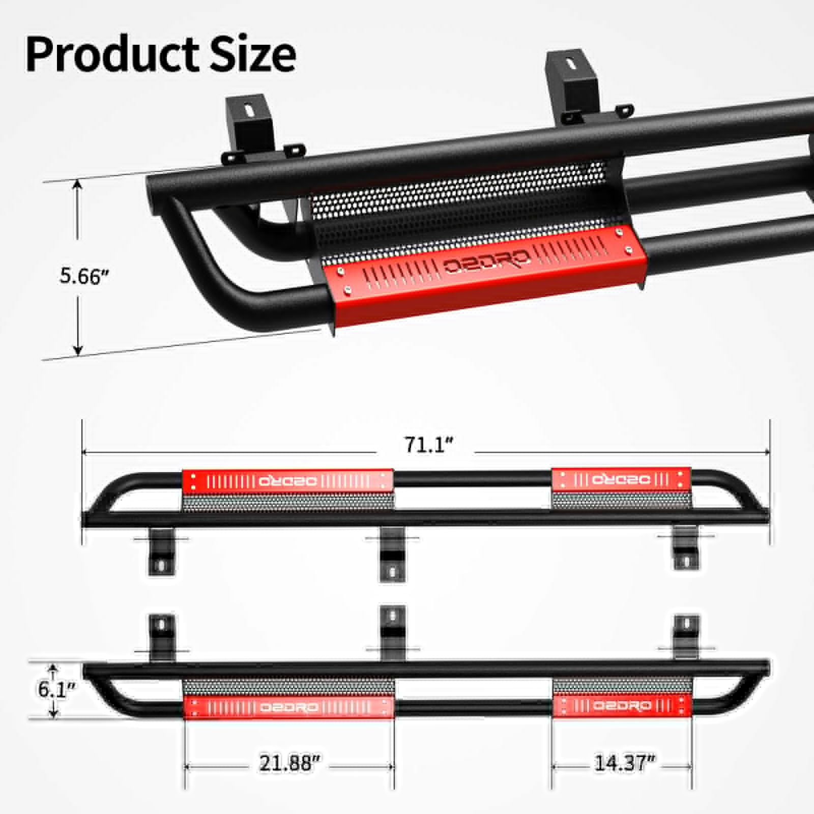 RVNI 6" Armor Running Boards for 2007-2018 Jeep Wrangler JK 4 Door Side Step Plates Nerf Bars