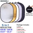 thumbnail image 1 of 24quot; Reflector 5 en 1 de 60cm para fotografía, difusor de luz portátil plegable, Reflector redondo para foto, multicolor, negro plateado Tan Jianjun  unisex, 1 of 2