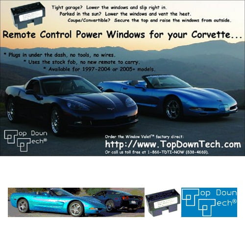 C5 Corvette Window Valet Operate your Windows with the Stock Remote FOB Fits All 97 through 04
