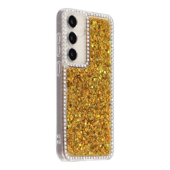 Havilah For Samsung Galaxy S25 Case Rhinestone Edge Glitter Epoxy TPU Phone Cover - Gold