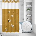 thumbnail image 2 of No Hook Shower Curtain, Japanese Style Shower Curtains for Bathroom with See Through Top Window, Vintage Art Cranes Ocean Wave Yellow Waterproof & Washable Bath Curtain Small Stall 36"x78", 2 of 9