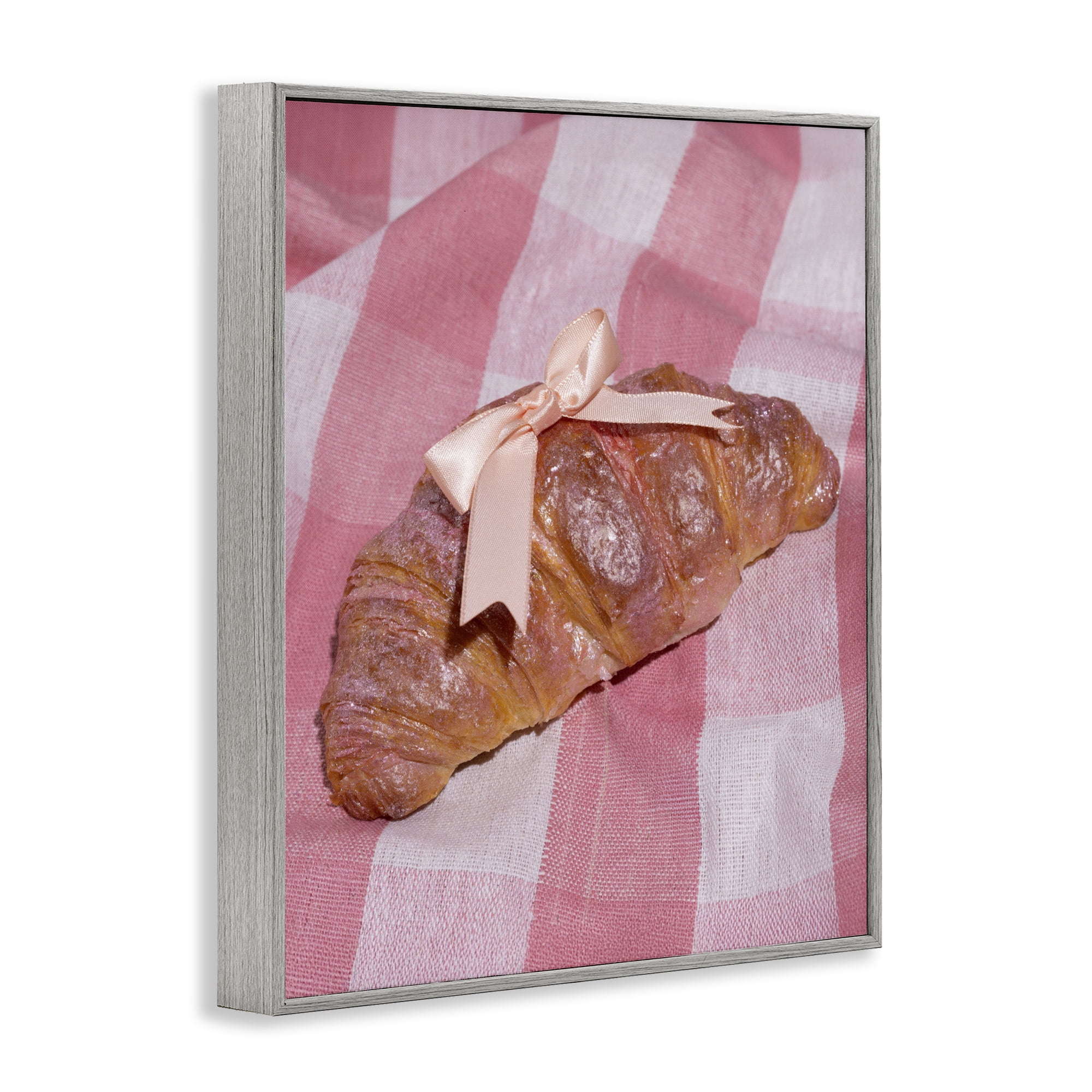 Stupell Industries Glam Ribbon Croissant Gray Framed Giclee Art, design by LISH Creative