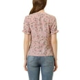 thumbnail image 3 of Allegra K Women's Peter Pan Collar Ruffled Bubble Short Sleeve Floral Blouse, 3 of 6