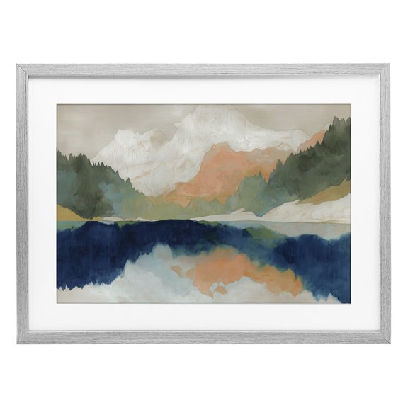 Stupell Industries Southwestern Alpine Autumn Lake Reflection Gray Framed Print Under Glass, 20 x 14, by Chromatic Storm Studio