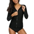 thumbnail image 3 of Sociala Women's Color Block Rash Guard Long Sleeve Zipper Swim Shirt UPF 50+, 3 of 6