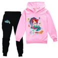 thumbnail image 4 of Ropa deportiva para niños de La Sirenita, trajes casuales con capucha para niñas, pantalones negros, traje para adolescentes, ropa de abrigo para niños, conjuntos para bebés, 4 of 5