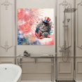 thumbnail image 4 of Wall Art Prints, 4th of July Cute Cat Framed Canvas Prints for Bedroom Living Room Bathroom Office, Red Blue Fireworks Watercolor Gallery Wrap Wall Art Poster for Gifts Home Decor 12"x12", 4 of 9