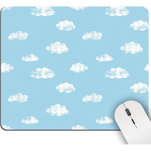 Blue Sky Cloud Mouse Pad Cute Square Computer Mousepads with NonSlip Rubber Base, Ideal for Gaming, Office, and Laptop Use, 9.5x7.9 Inch, Perfect Desk Accessory Gift for Coworker or Boss