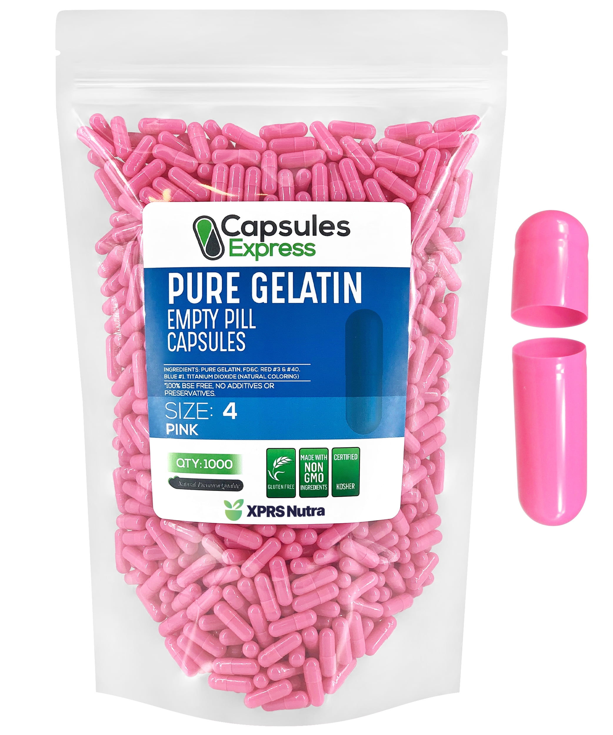 XPRS Nutra Size 4 Empty Capsules 1,000 Count Colored Empty Gelatin