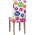 thumbnail image 4 of Funda elástica ABPHQTO Huellas multicolores para silla Juego de 6, 4 of 4