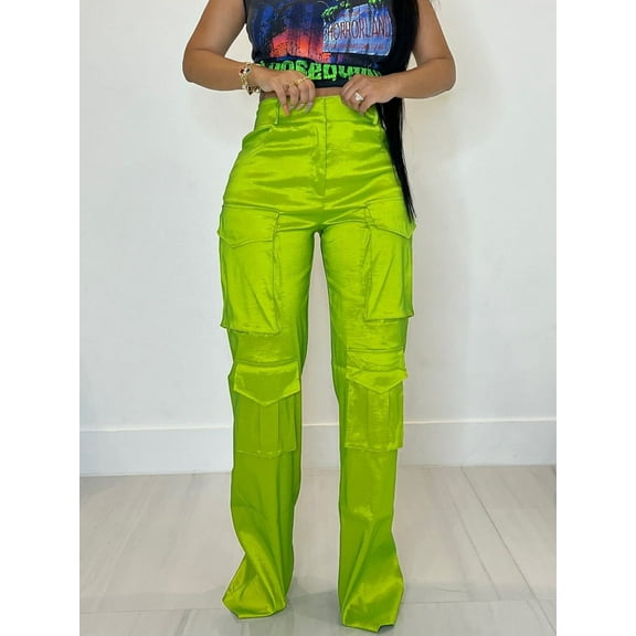 Solid Large Pocket Cargo Pants